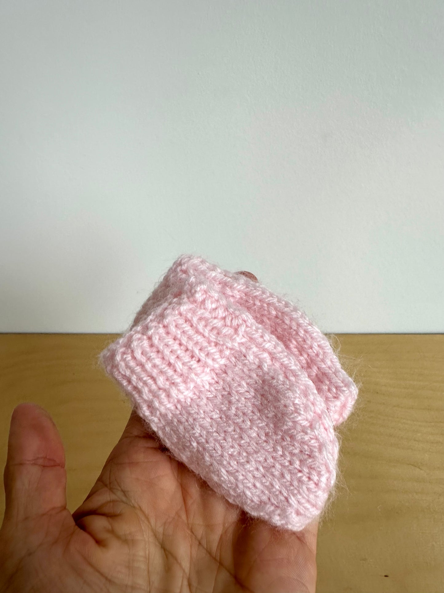 Pink Knit Mits / 0-3m