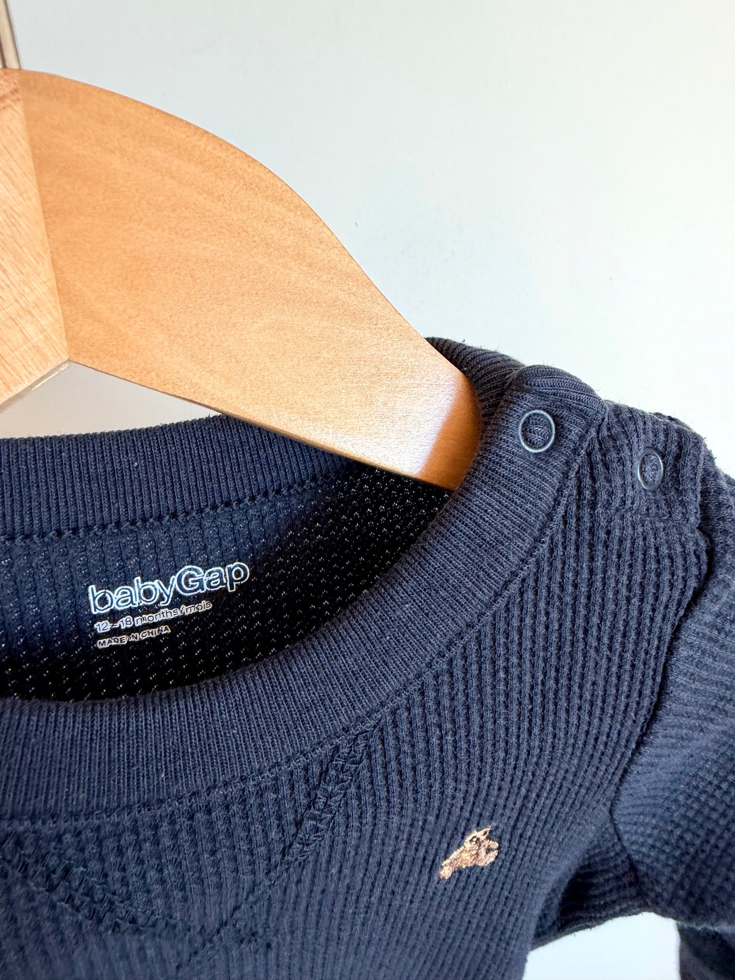 Gap Waffle Navy Bodysuit / 12-18m