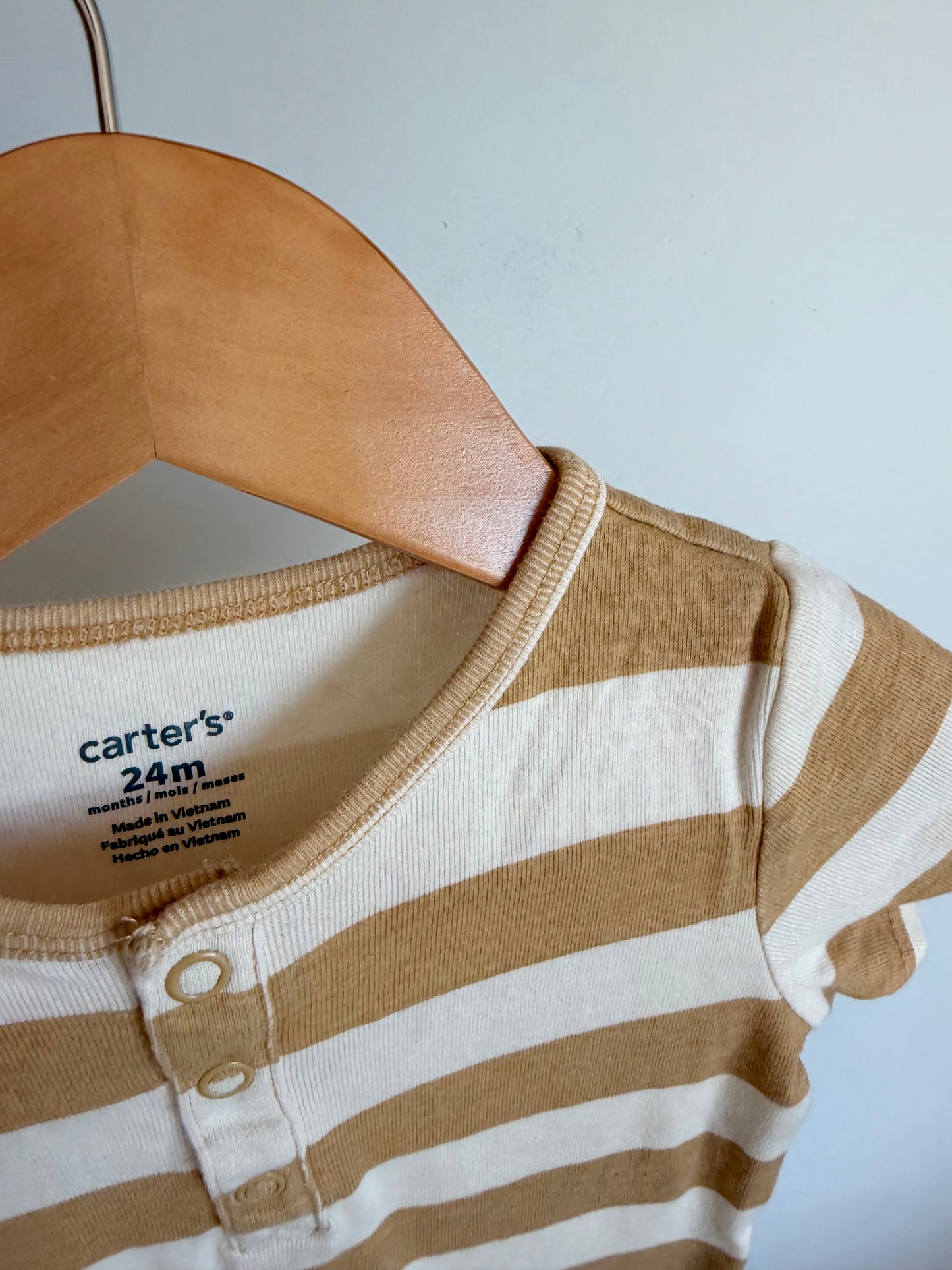 Tan Stripes Bodysuit / 18-24m