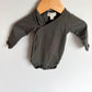 Charcoal Organic Cotton Wrap Bodysuit / 3-6m