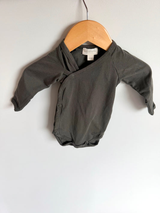 Charcoal Organic Cotton Wrap Bodysuit / 3-6m