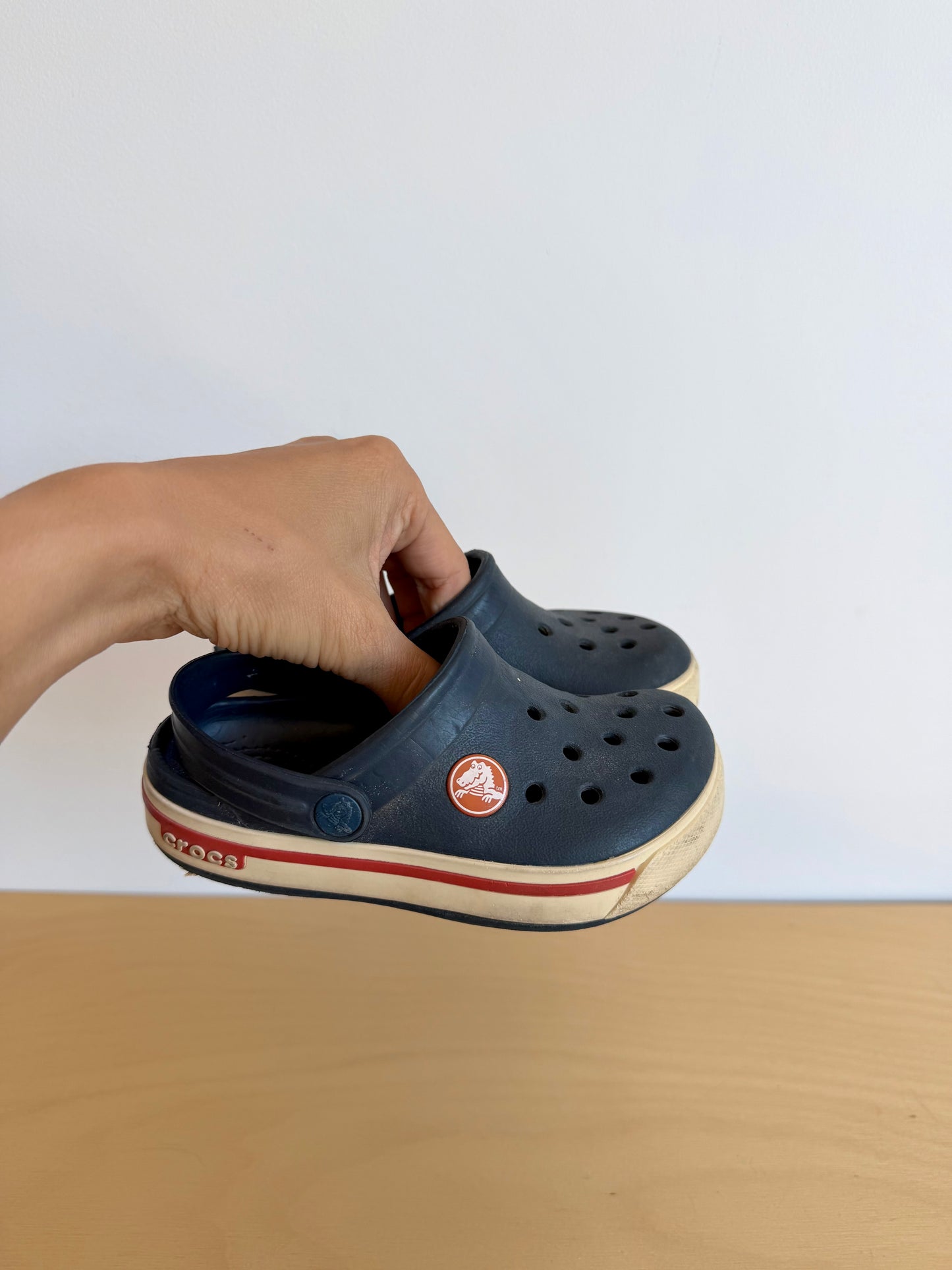 Crocs Blue with Red Trim Sandals / Size 8 Toddler