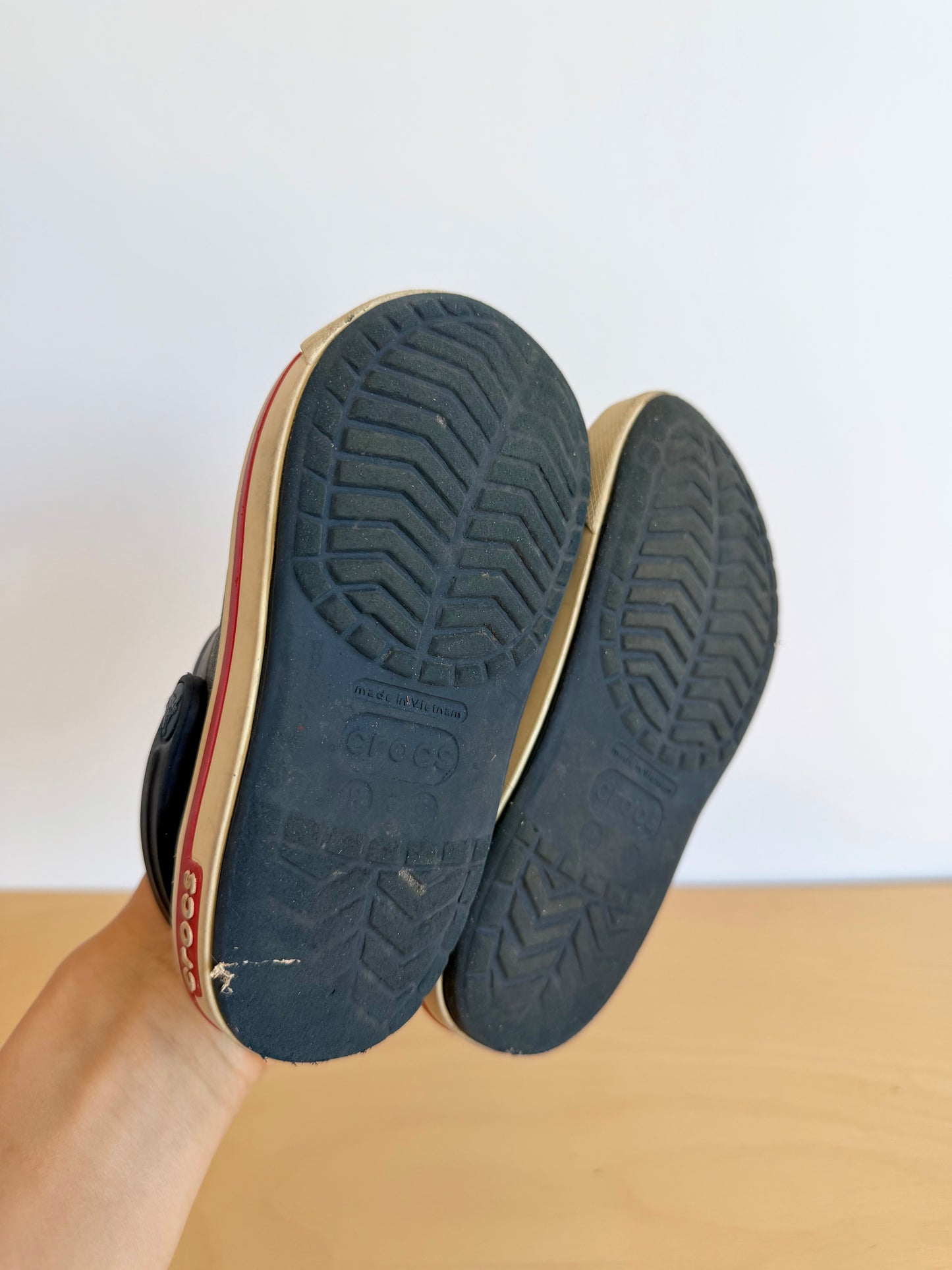 Crocs Blue with Red Trim Sandals / Size 8 Toddler