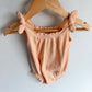 Peach Ribbed Bubble Romper / 3-6m