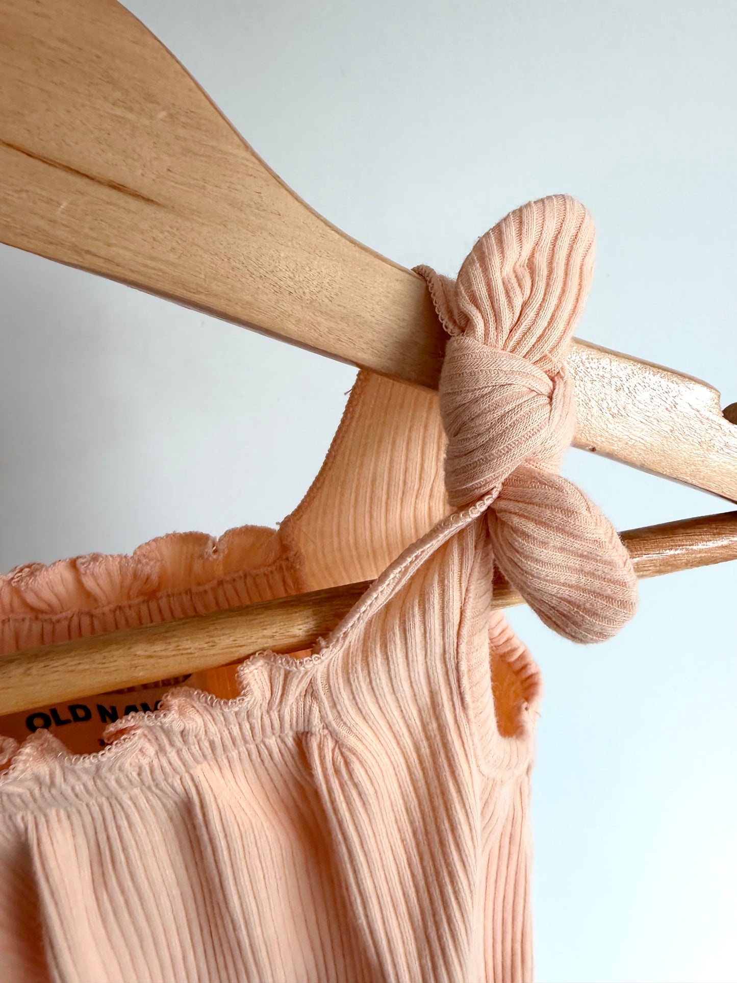 Peach Ribbed Bubble Romper / 3-6m