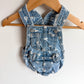 Floral Bubble Denim Overalls / 3-6m