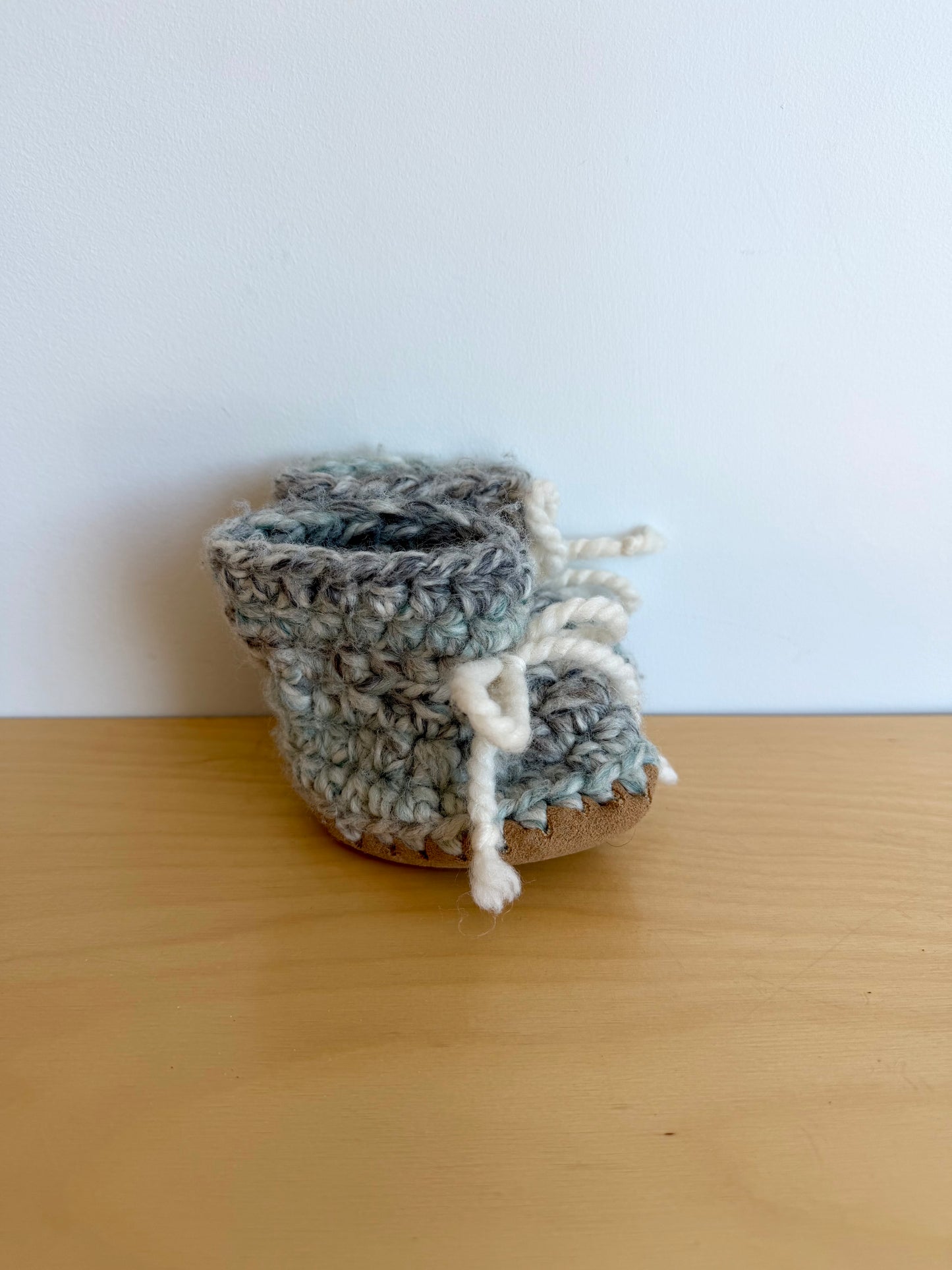 Handmade Blue Knit Slippers / 9-18m?