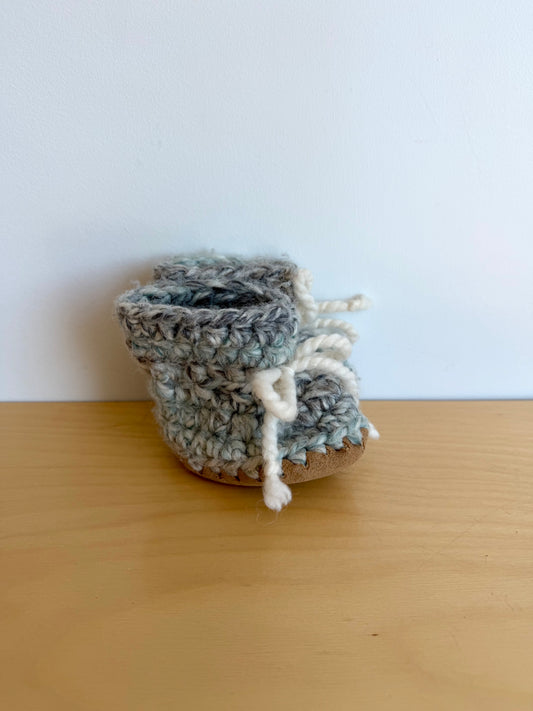 Handmade Blue Knit Slippers / 9-18m?