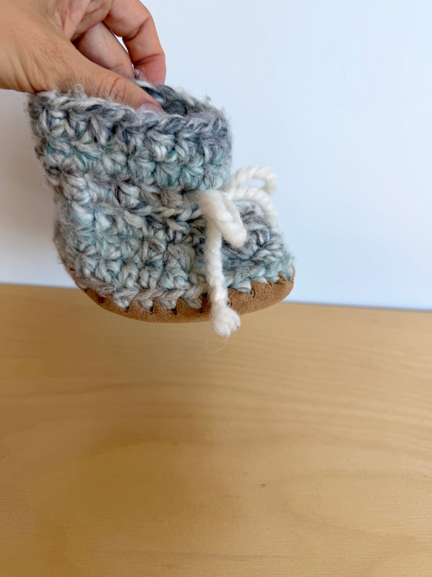 Handmade Blue Knit Slippers / 9-18m?