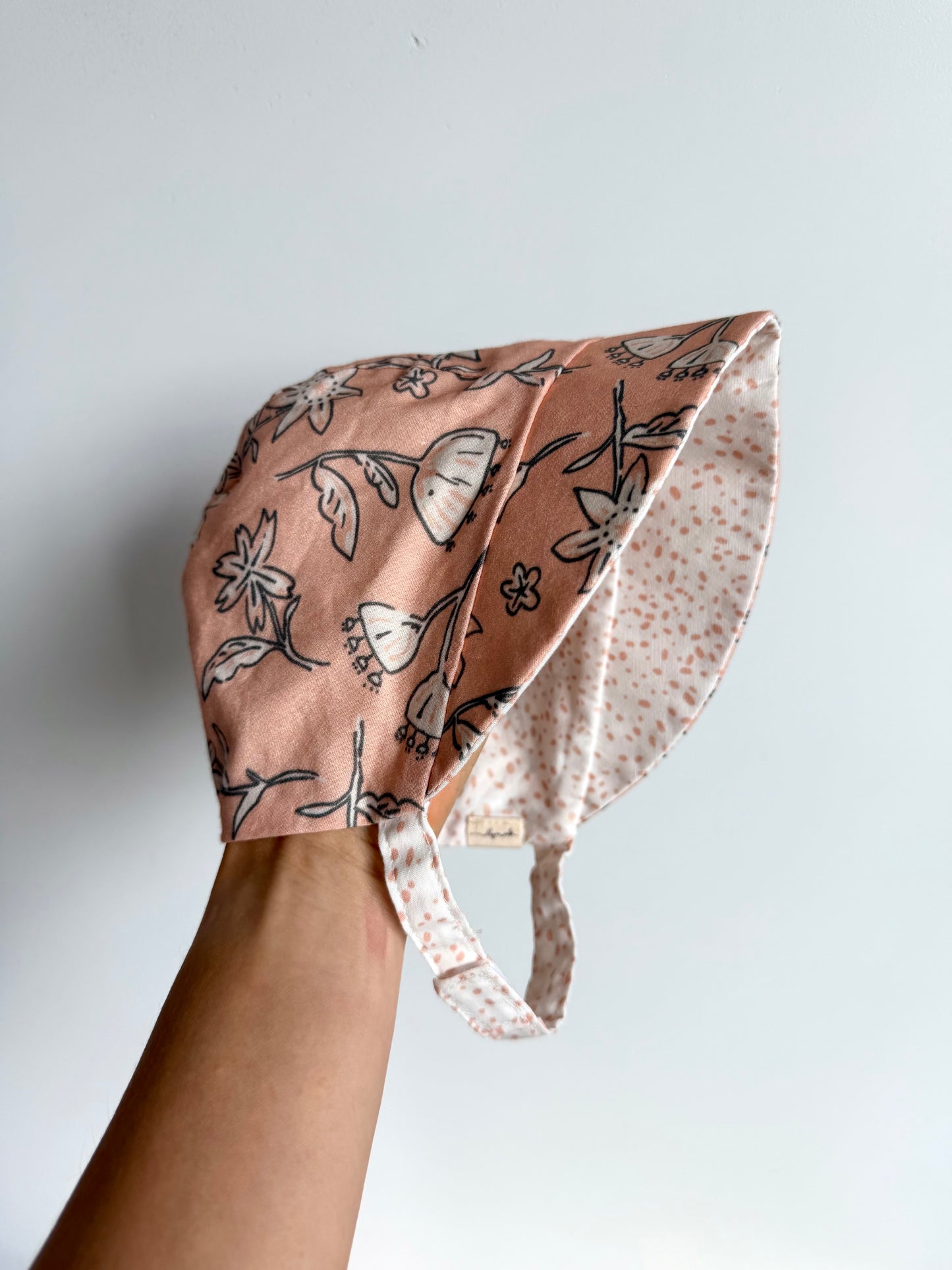 Floral Cotton Bonnet Hat / 0-12m