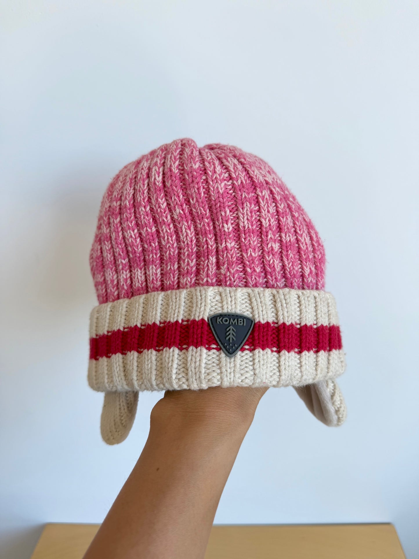 Kombi Pink Knit Toque with Ear Covers / 18-24m
