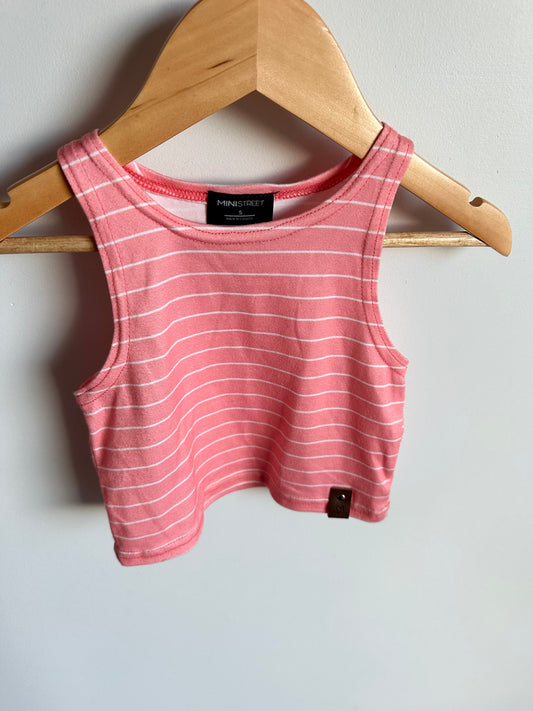 Cropped Coral Stripes Tank Top / 4T