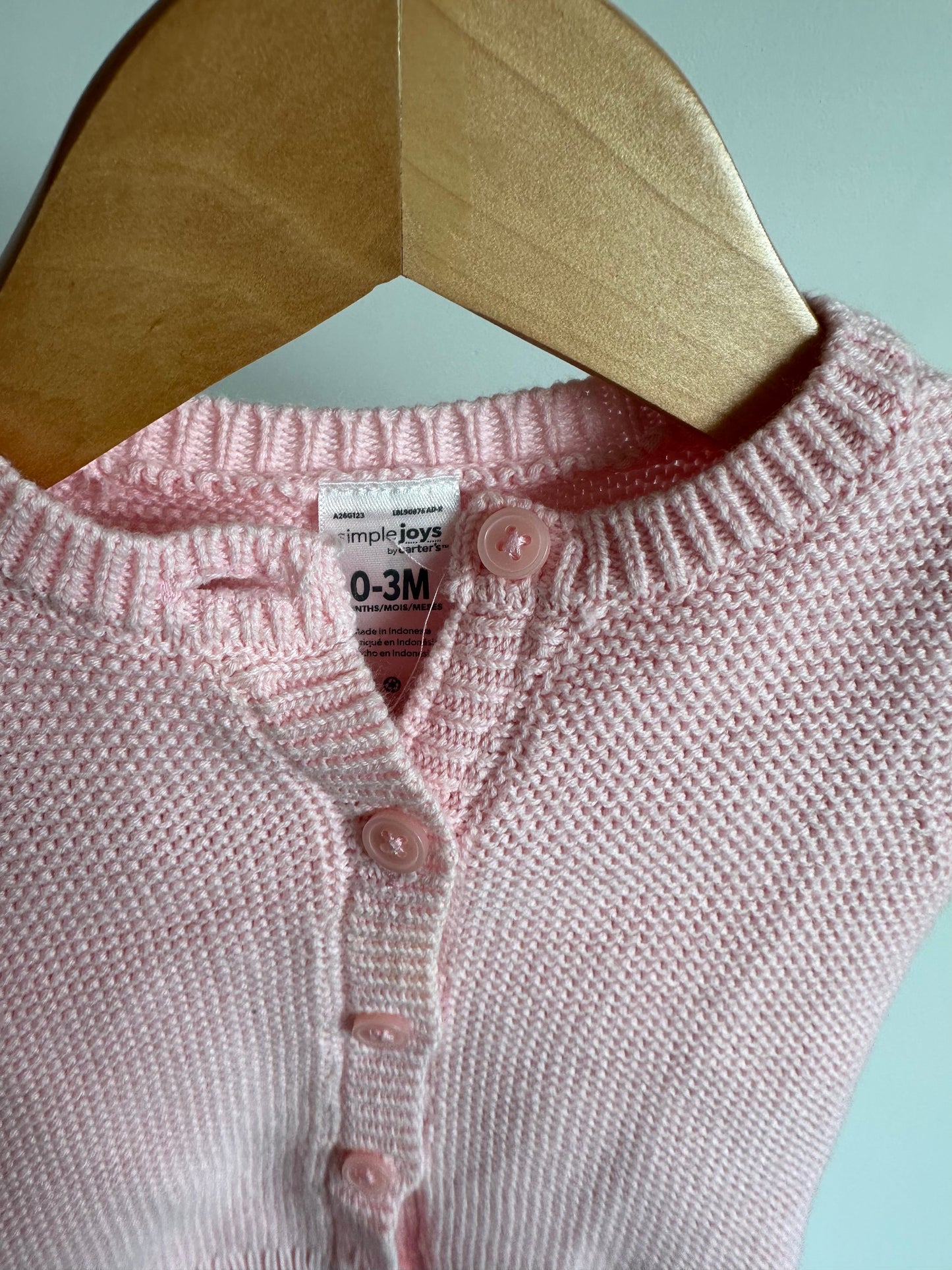Pink Knit Cardigan / 0-3m