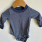 Blue Striped Long Sleeve Bodysuit / 6m