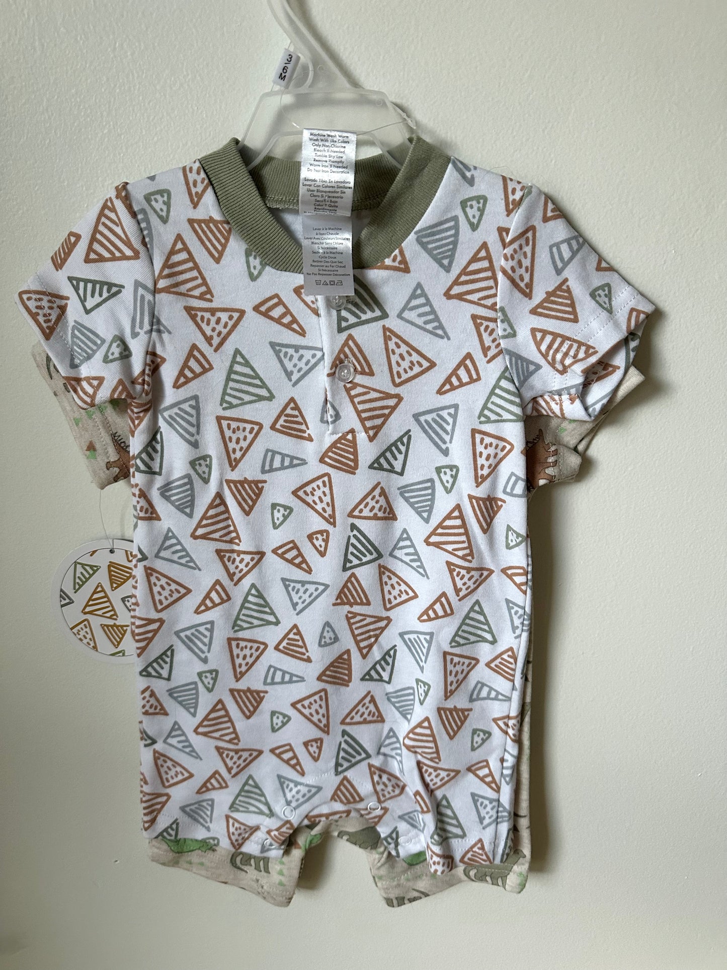 Triangle & Dino Romper (With Tags) / 3-6m