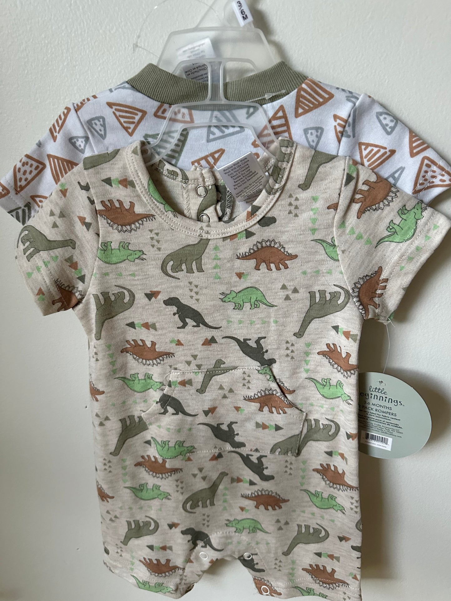 Triangle & Dino Romper (With Tags) / 3-6m