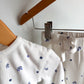 White with Purple Flower Sweater + Pants Set / 0-3m