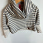 Grey Striped Cowl Neck Cropped Sweater / 3-4T