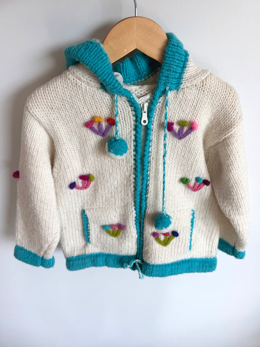 Handmade Wool Flower Sweater / 6 years
