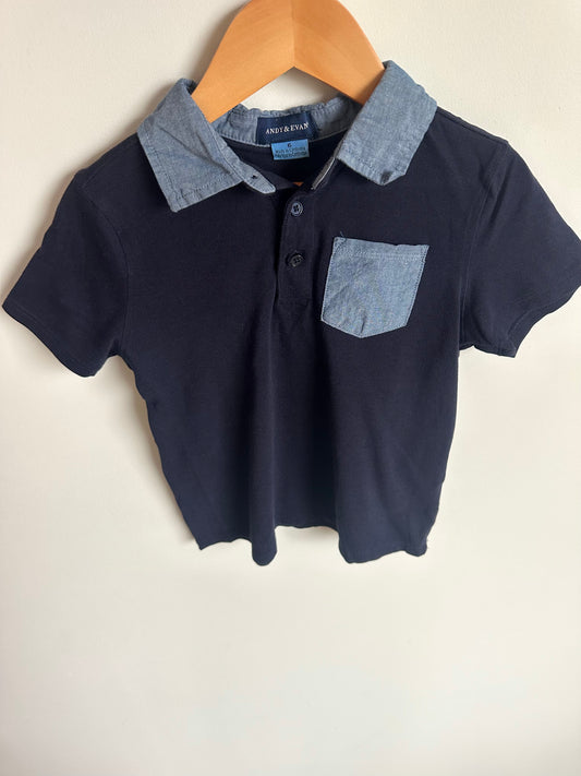 Collared Navy Pocket T-shirt / 5-6 years