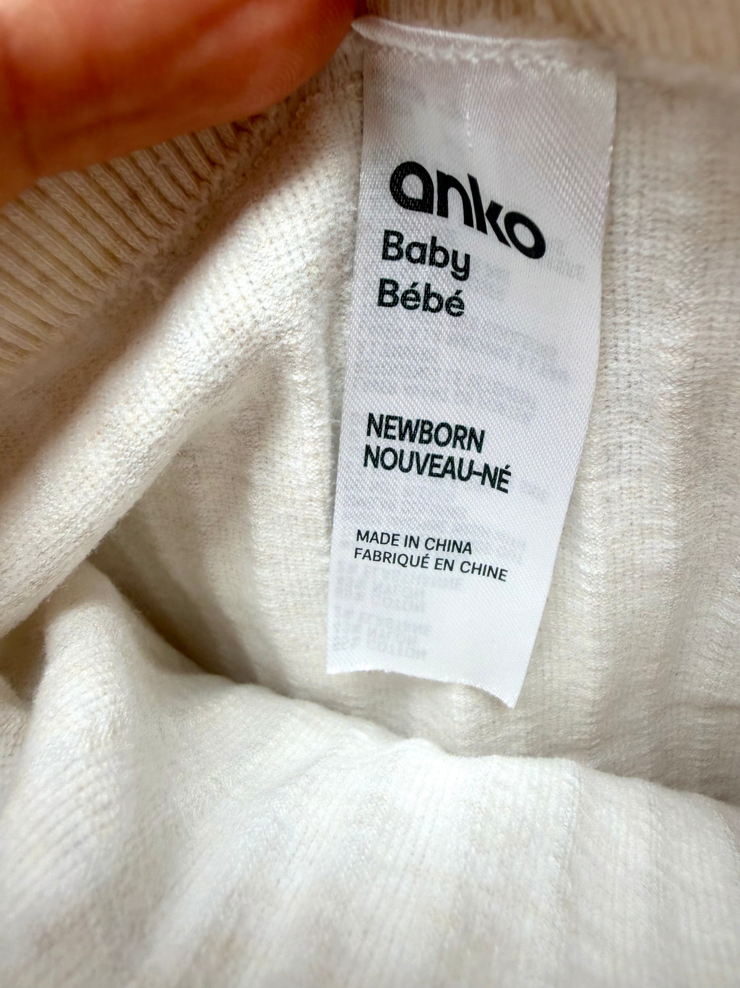 Cream Ribbed Leggings / 0-3m