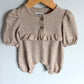 Tan Ruffle Long Sleeve Jumpsuit / 0-3m