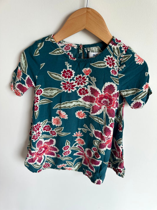 Teal Floral Dress / 18-24m