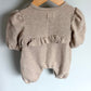 Tan Ruffle Long Sleeve Jumpsuit / 0-3m