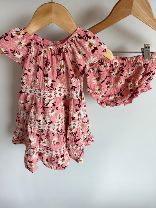 Pink Floral Dress + Bloomers Set (With Tags)/ 24m