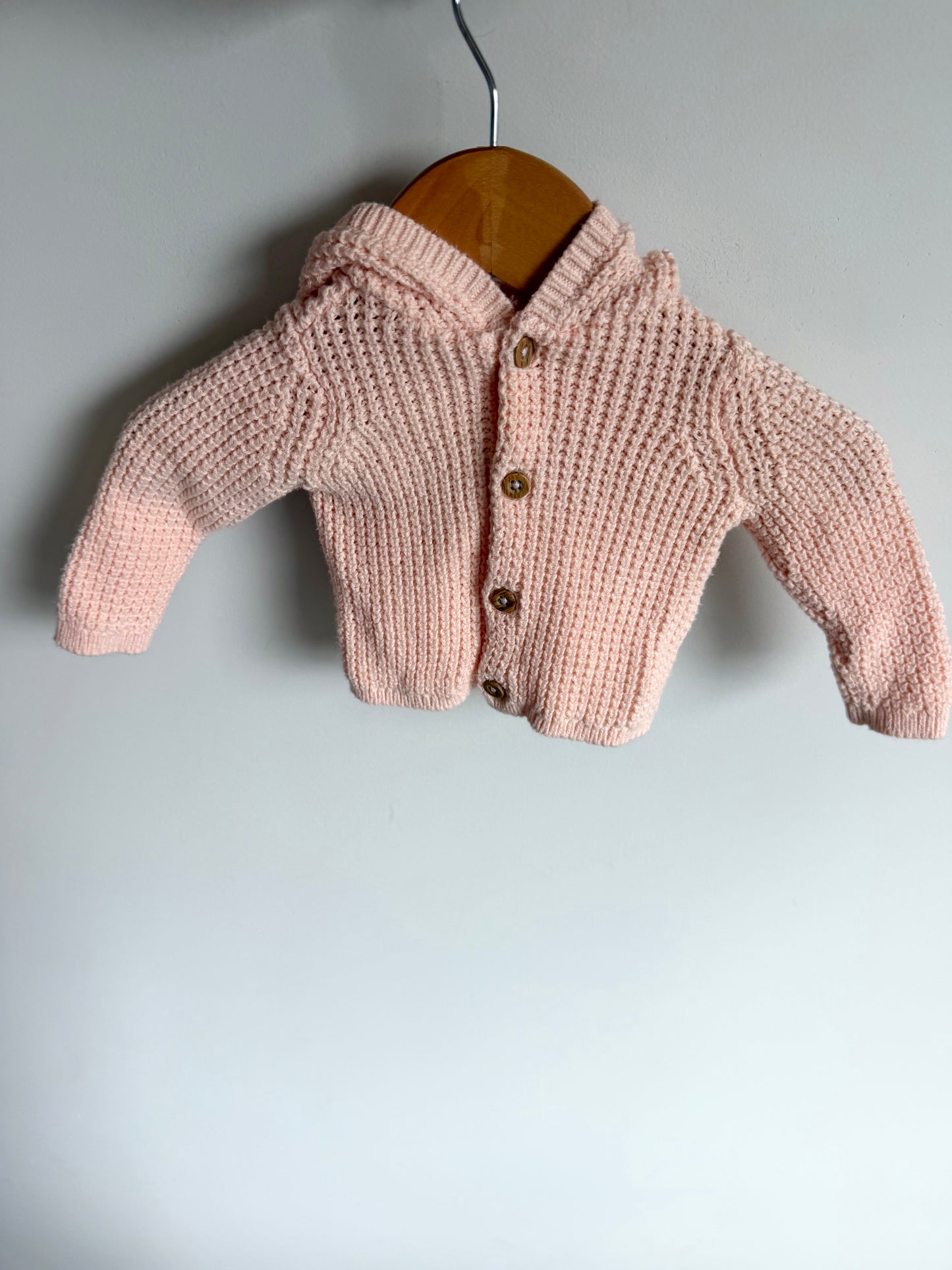 Pink Knit Hood Sweater / 0m