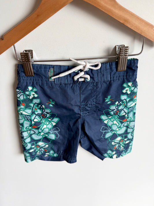 Navy Green Shapes Swim Shorts / 6-12m