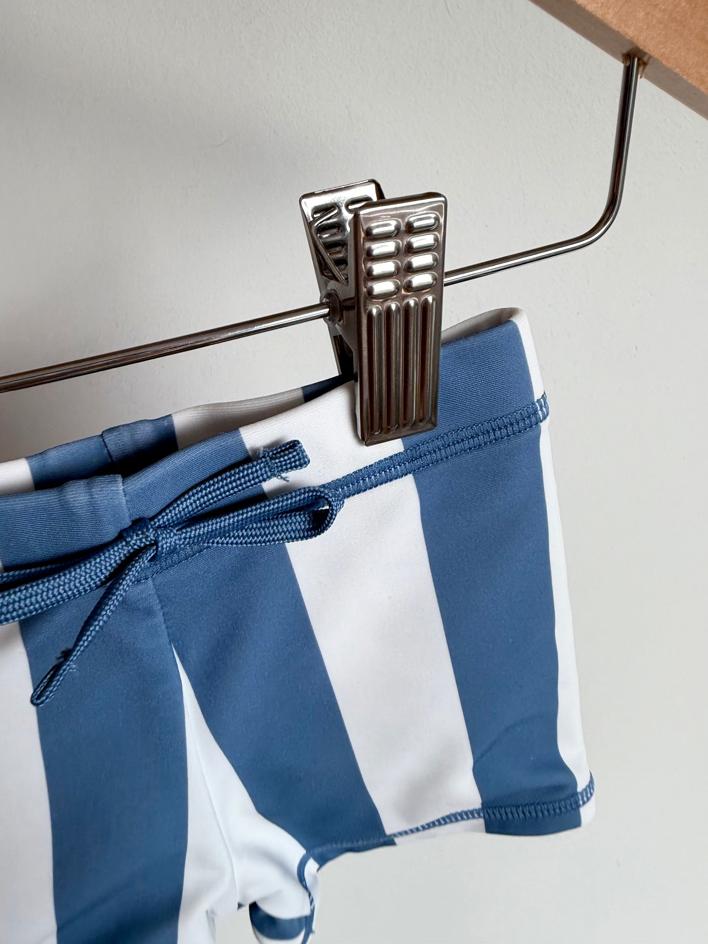 M&S Blue Vertical Stripe Swim Shorts / 3-6m