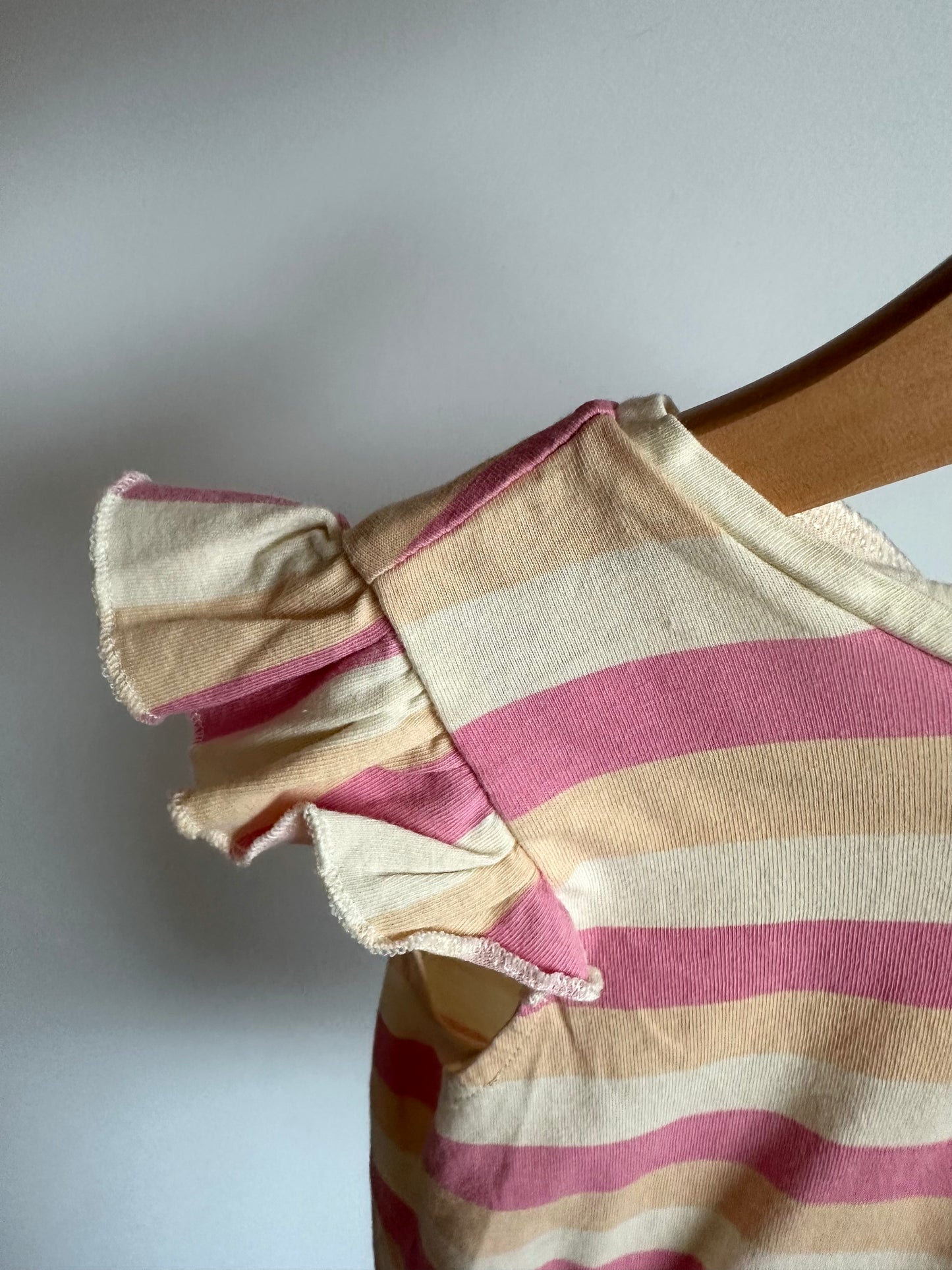 H&M Color Stripe Ruffle Sleeve Shirt / 18-24m