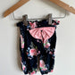 Black Pants with Pink Flowers / 0-3m