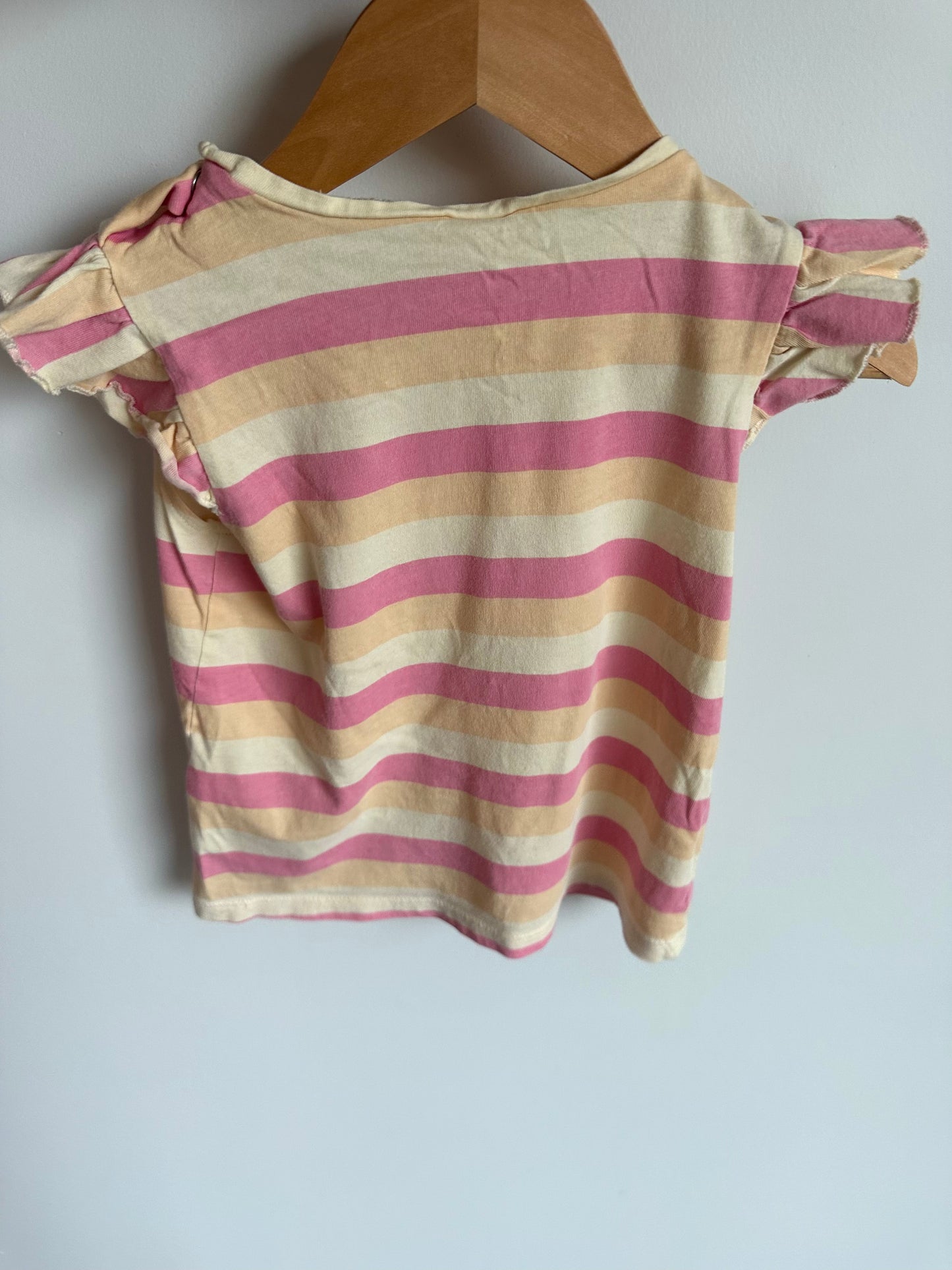 H&M Color Stripe Ruffle Sleeve Shirt / 18-24m