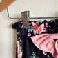 Black Pants with Pink Flowers / 0-3m
