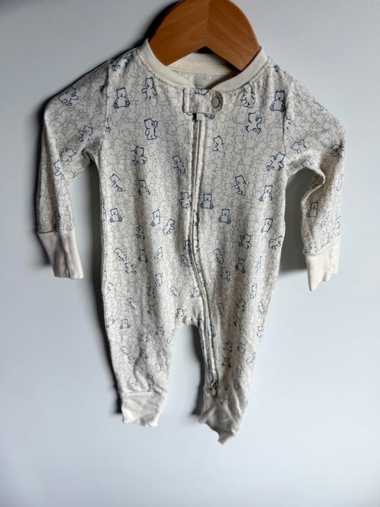 Bear Fold Over Hands + Feet Sleeper / 3-6m