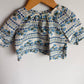 Blue Flower Pattern Cotton Top / 3-6m