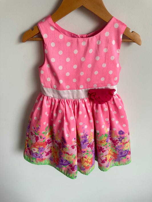 Pink Bright Floral Dress / 4T