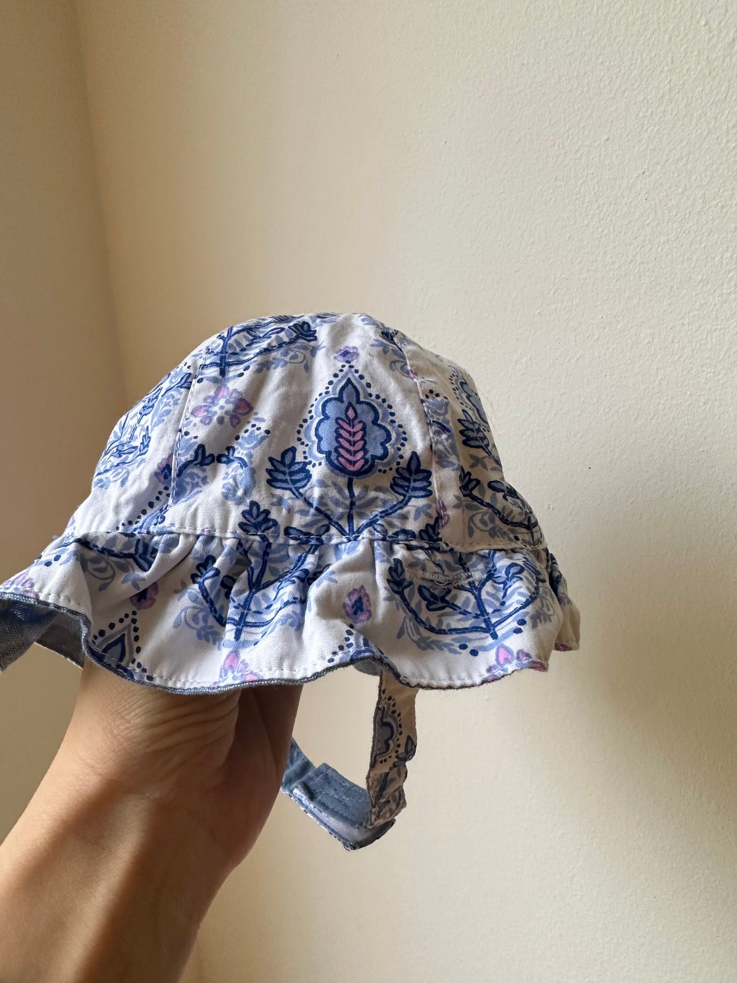 Blue Flourish Sun Hat / 0-6m