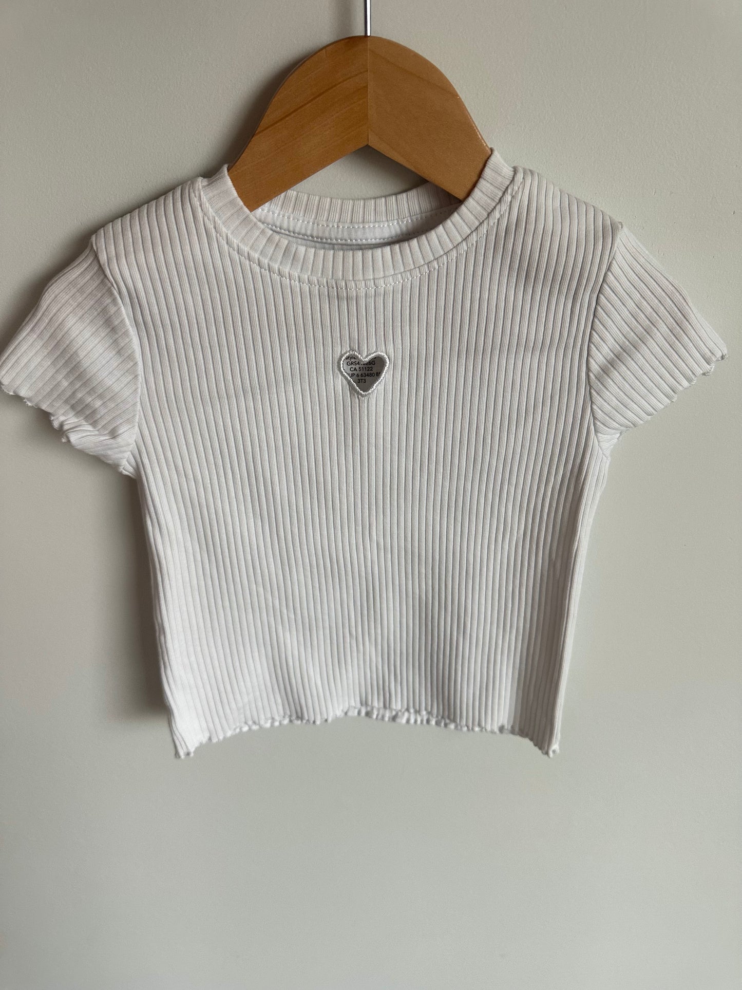 Cream Rib T-shirt with Heart / 4T