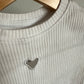 Cream Rib T-shirt with Heart / 4T
