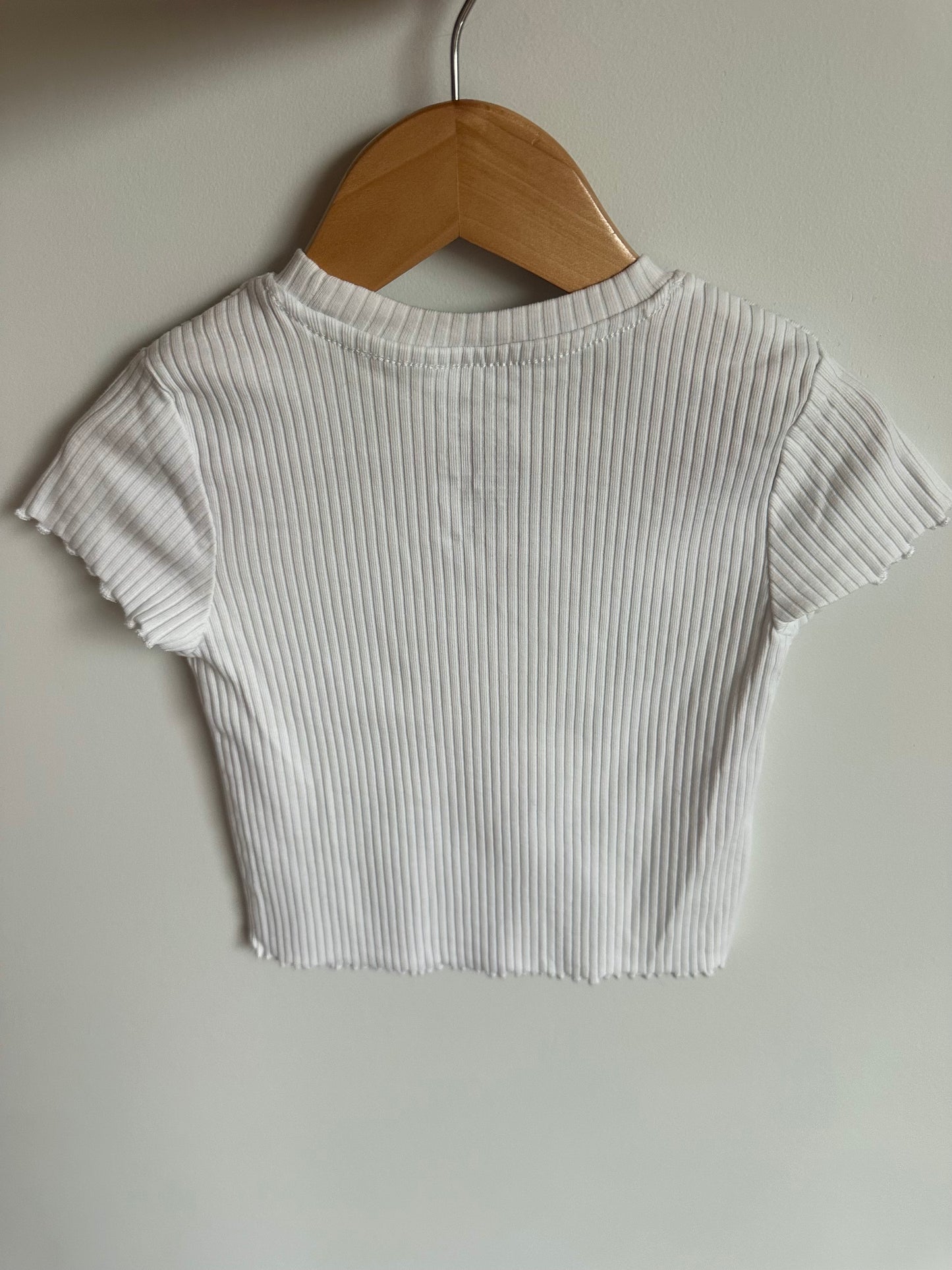 Cream Rib T-shirt with Heart / 4T