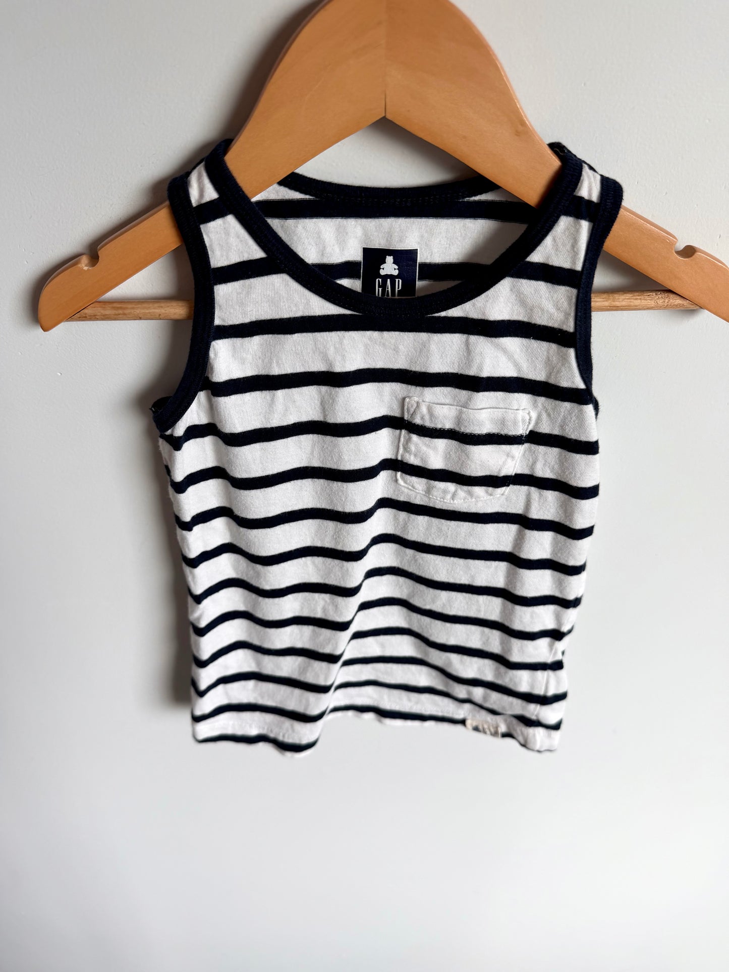 White + Navy Striped Tank Top / 18-24m