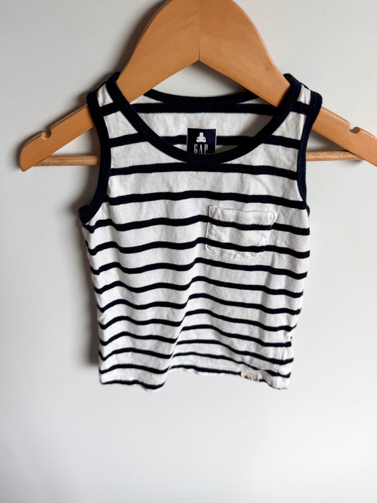White + Navy Striped Tank Top / 18-24m