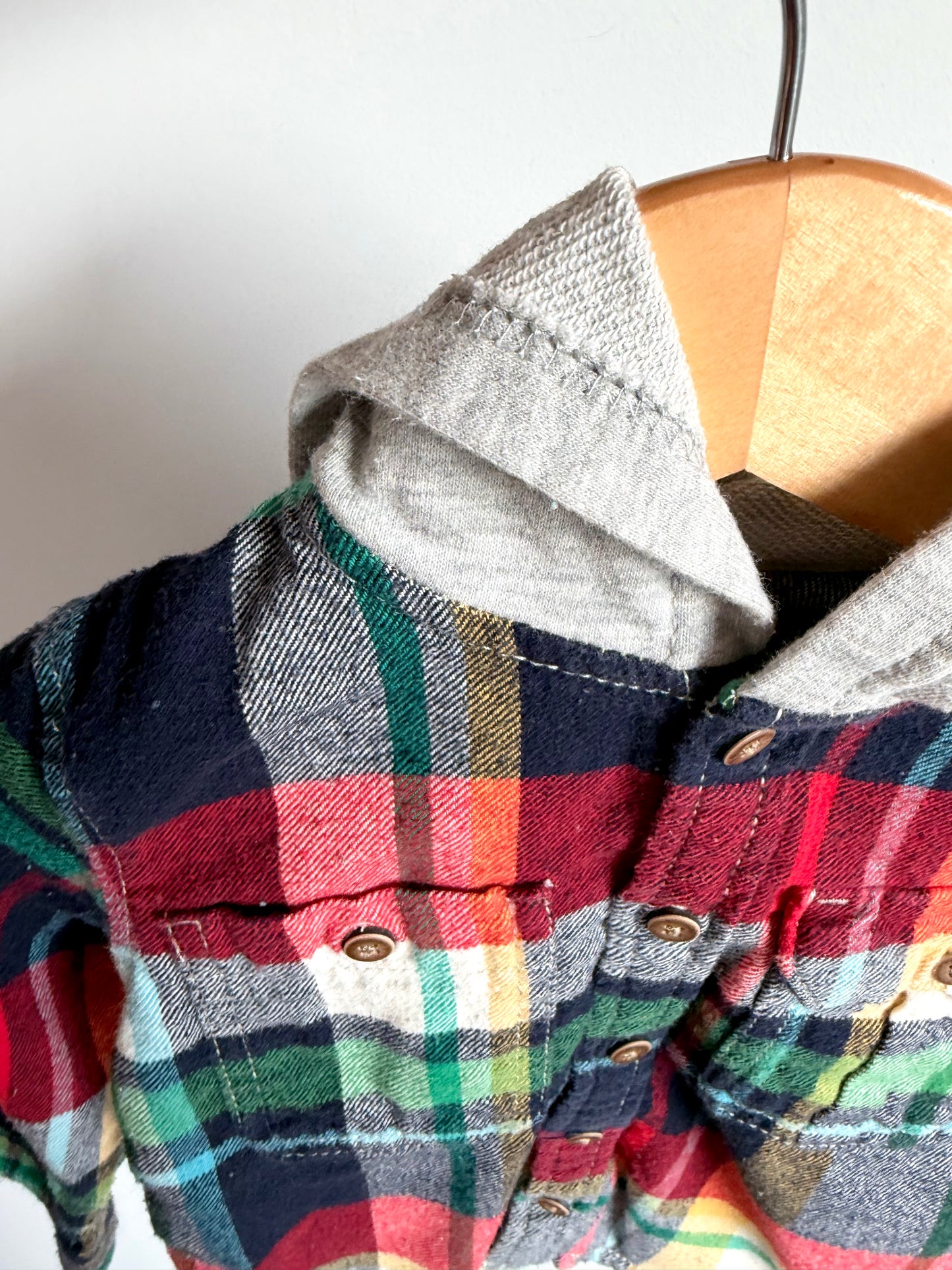 Colored Plaid Hood Top / 18-24m