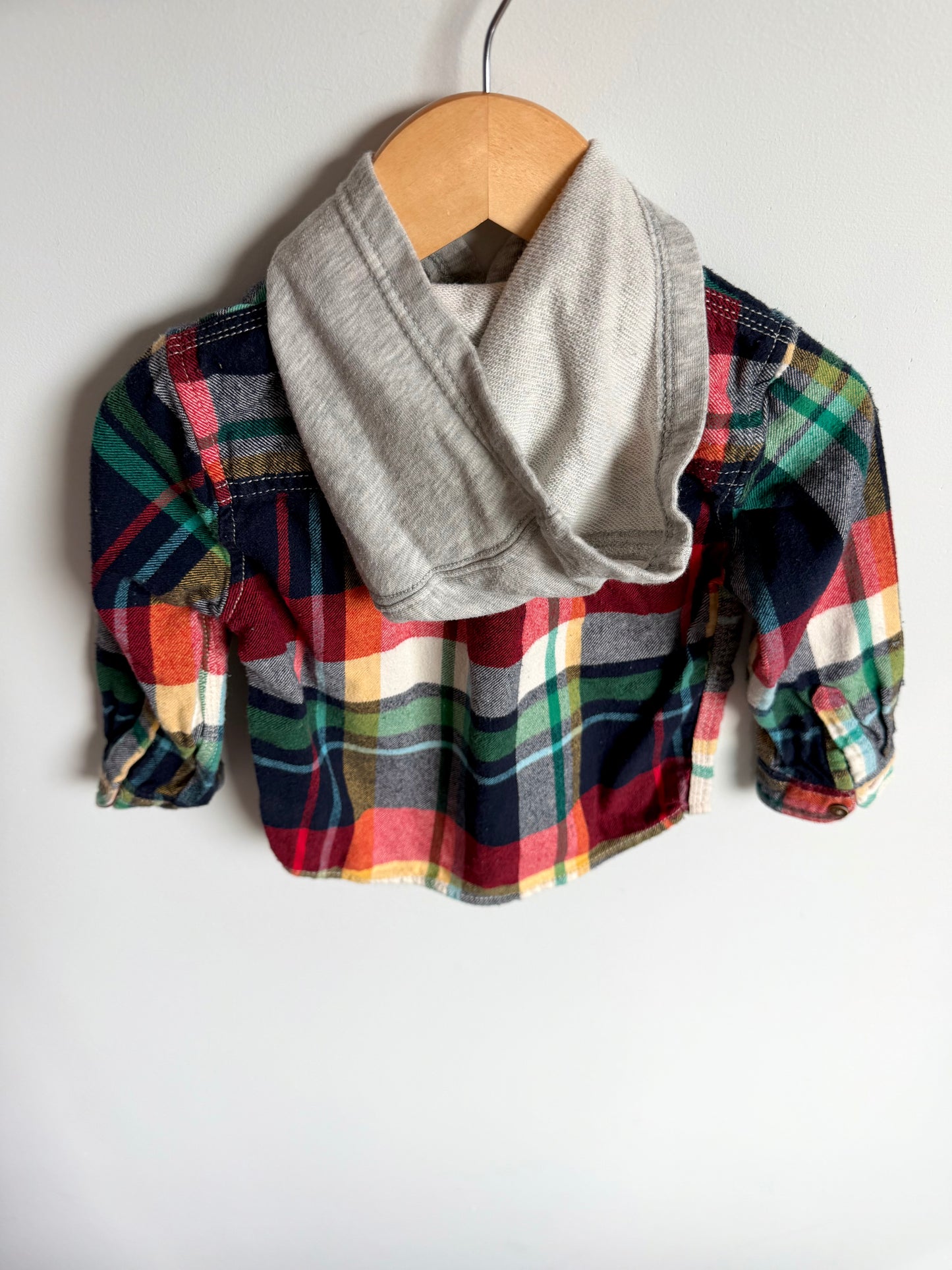 Colored Plaid Hood Top / 18-24m