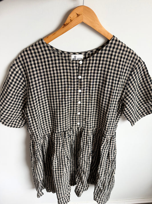 Gingham Button Up Maternity Dress / Small