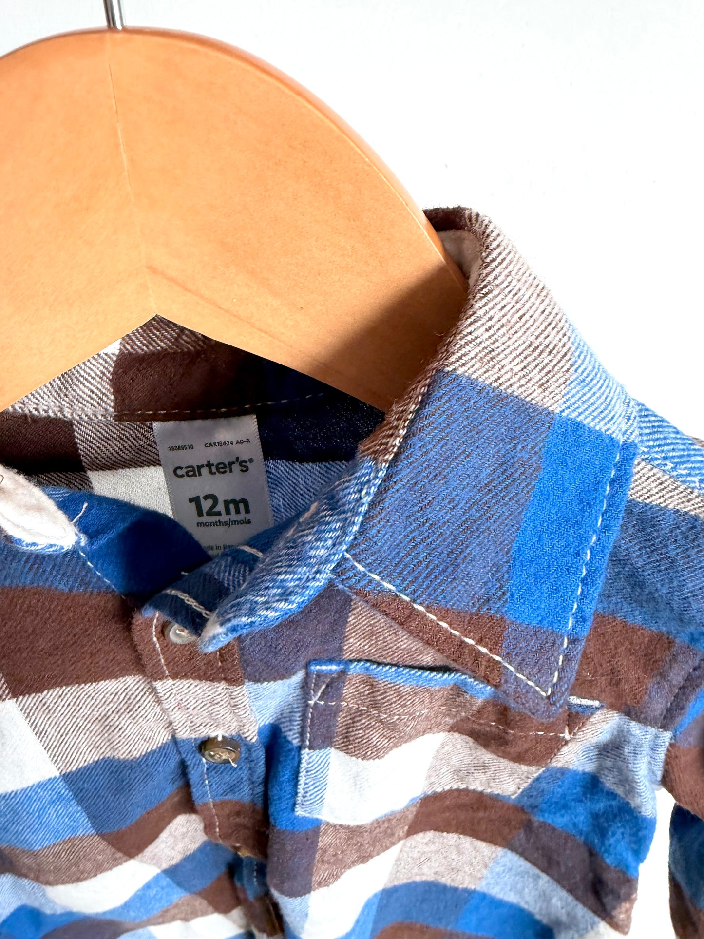 Checkered Button Up Pocket Top / 12m