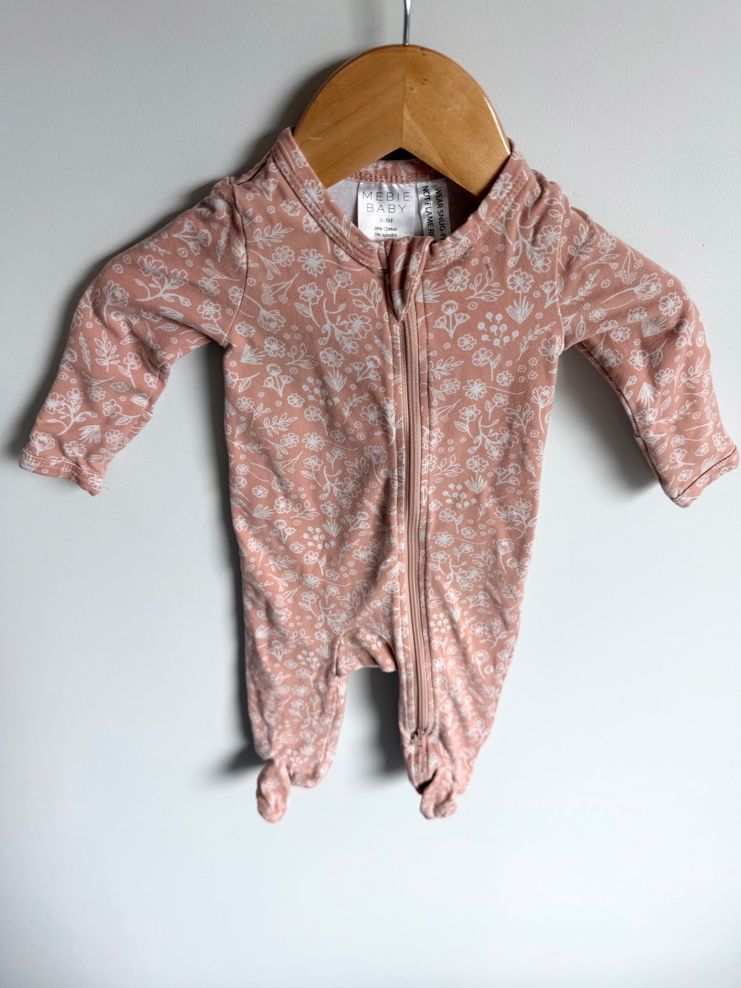Mebie Baby Blush Floral Footed Sleeper / 0-3m
